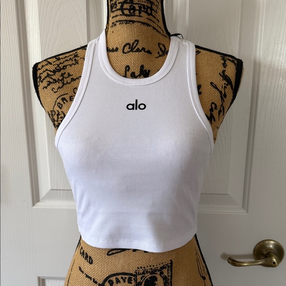 ALO Yoga Tops - ALO Yoga White Ribbed Crop Tank Top